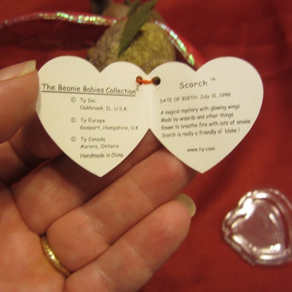 RARE VTG TY ORIGINAL BEANIE BABY "SCORCH" DRAGON 7/31/98 W/ERRORS - Picture 8 of 10